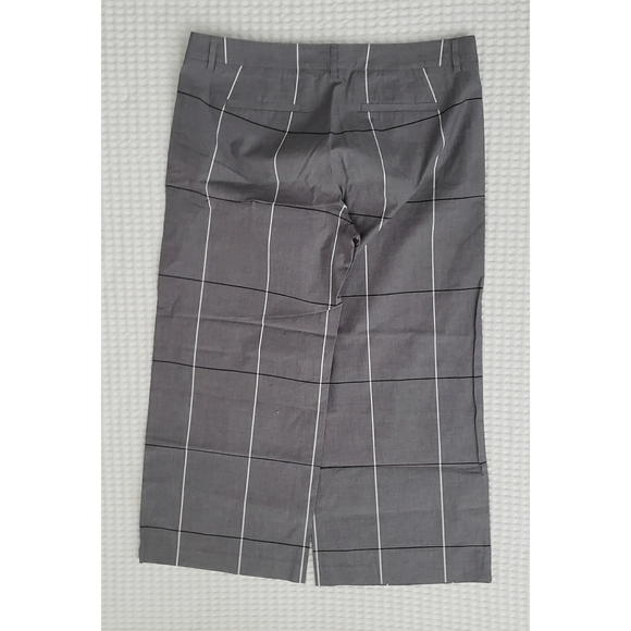 J.JILL medium gray window pane print stretch wide leg crop flat front pants 10 - Picture 3 of 7